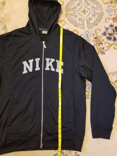 VTG Nike Spell Out Full Zip Black Hoodie Jacket L Gray Tag Vintage Embroidered - Thumbnail 9