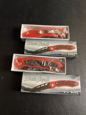 Set Of 2 Frost Cutlery BLACK SQUALL Black Red Knife 16-674R Tactical 4.5” Blade - Image 1
