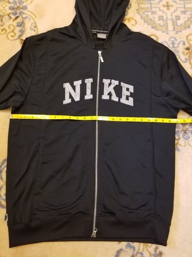 VTG Nike Spell Out Full Zip Black Hoodie Jacket L Gray Tag Vintage Embroidered - Thumbnail 10