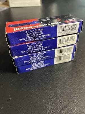 Lot Of 4 Frost Cutlery Law Enforcement Pocket Knives 4.5” Set Black Blue - Thumbnail 8