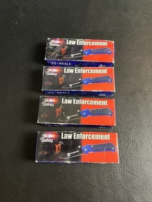 Lot Of 4 Frost Cutlery Law Enforcement Pocket Knives 4.5” Set Black Blue - Thumbnail 4