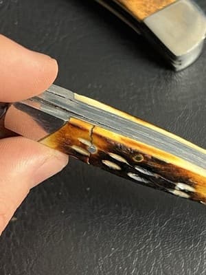 Lot Of 2 WILD TURKEY Bone Stag Hand Made Razor Trapper Pocket Knife Set READ - Thumbnail 6