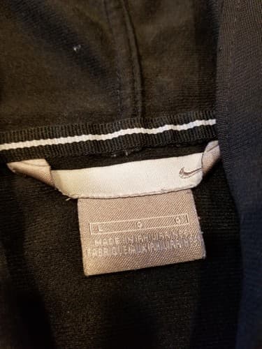 VTG Nike Spell Out Full Zip Black Hoodie Jacket L Gray Tag Vintage Embroidered - Thumbnail 4
