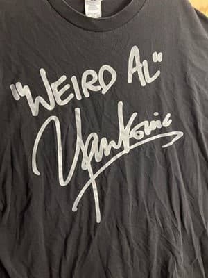 Vtg Y2K Weird Al Yankovic Black Cursive Shirt Mens XXL Signature Signed Font - Thumbnail 2