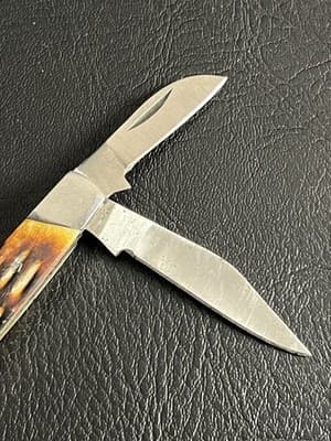 Lot Of 2 WILD TURKEY Bone Stag Hand Made Razor Trapper Pocket Knife Set READ - Thumbnail 20