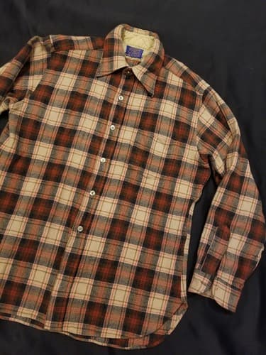 VTG Pendleton Wool Shirt Sir Pendleton Brown Red Plaid Button Up Sz XL Vintage - Thumbnail 2
