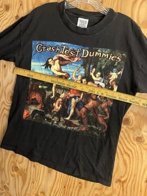 RARE VTG 1994 Crash Test Dummies God Shuffled His Feet Album Promo Tee Mens L - Thumbnail 9