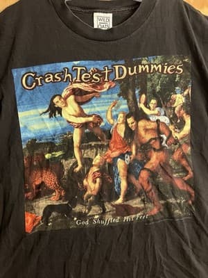 RARE VTG 1994 Crash Test Dummies God Shuffled His Feet Album Promo Tee Mens L - Thumbnail 2
