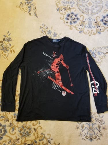 Vtg Y2K Polo Ralph Lauren Shirt Mens XL Ski Performance 2004 Black 67 Long Sleev - Image 1