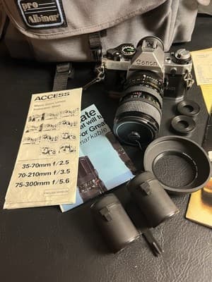 Canon AE-1 Program 35mm SLR Film Camera with Access Telescopic 35-70mm READ - Thumbnail 2
