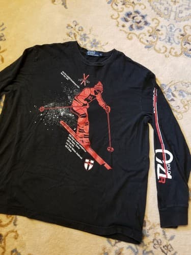 Vtg Y2K Polo Ralph Lauren Shirt Mens XL Ski Performance 2004 Black 67 Long Sleev - Thumbnail 2