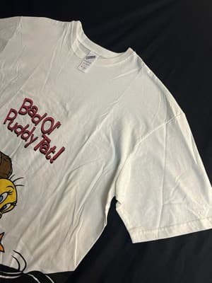 VTG Tweety Bird & Sylvester Looney Tunes Cartoon OSFA T-Shirt Bad Ol’ Puddy Tat! - Thumbnail 7