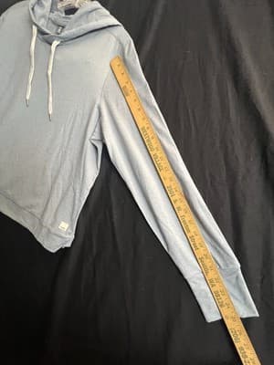 Vuori Halo Essential Hoodie Womens XL Blue Heather Lightweight Gym Sweatshirt - Thumbnail 7