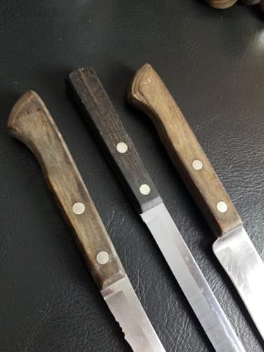 EKCO Set of 3 Flint Arrowhead USA Stainless Vanadium Knives Chef Bread Walnut - Thumbnail 10