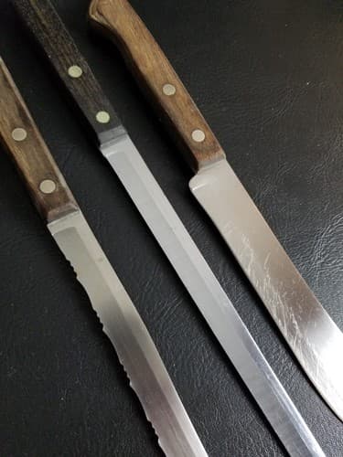 EKCO Set of 3 Flint Arrowhead USA Stainless Vanadium Knives Chef Bread Walnut - Thumbnail 9