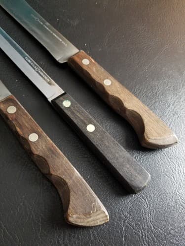 EKCO Set of 3 Flint Arrowhead USA Stainless Vanadium Knives Chef Bread Walnut - Thumbnail 2