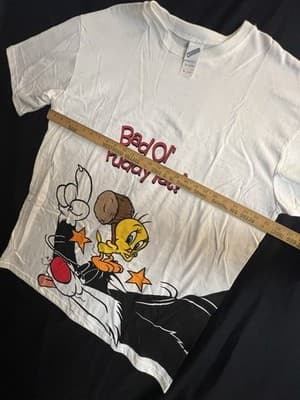 VTG Tweety Bird & Sylvester Looney Tunes Cartoon OSFA T-Shirt Bad Ol’ Puddy Tat! - Thumbnail 12