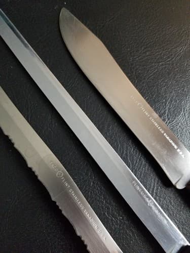EKCO Set of 3 Flint Arrowhead USA Stainless Vanadium Knives Chef Bread Walnut - Thumbnail 4
