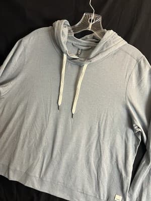 Vuori Halo Essential Hoodie Womens XL Blue Heather Lightweight Gym Sweatshirt - Thumbnail 3