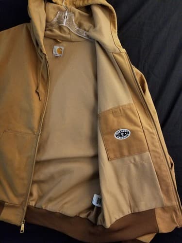 Carhartt Thermal Lined Jacket Mens XXL Duck Canvas J131 BRN Full Zip Hood USA - Thumbnail 6