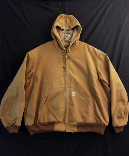 Carhartt Thermal Lined Jacket Mens XXL Duck Canvas J131 BRN Full Zip Hood USA - Image 1