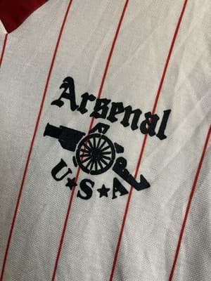 RARE Vintage Arsenal AIS USA Soccer Jersey White Red Striped Home #6 Mens S Polo - Thumbnail 4