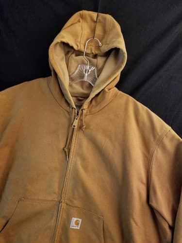 Carhartt Thermal Lined Jacket Mens XXL Duck Canvas J131 BRN Full Zip Hood USA - Thumbnail 2