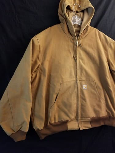 Carhartt Thermal Lined Jacket Mens XXL Duck Canvas J131 BRN Full Zip Hood USA - Thumbnail 4