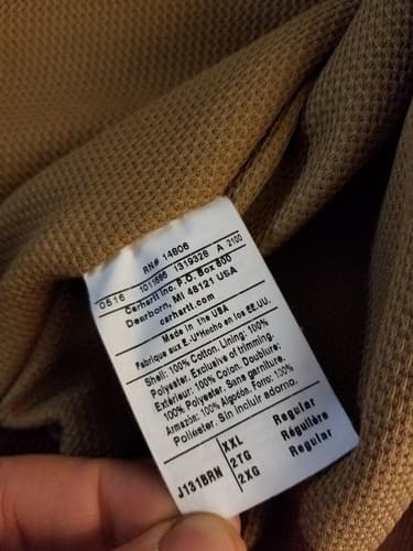 Carhartt Thermal Lined Jacket Mens XXL Duck Canvas J131 BRN Full Zip Hood USA - Thumbnail 8