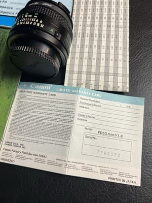 Canon FD 50mm 1:1.8 For Canon FD Mount 35mm Japan Hoya Filter 1B Skylight Covers - Thumbnail 2