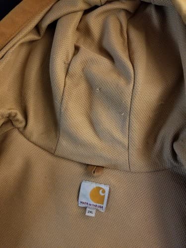 Carhartt Thermal Lined Jacket Mens XXL Duck Canvas J131 BRN Full Zip Hood USA - Thumbnail 11