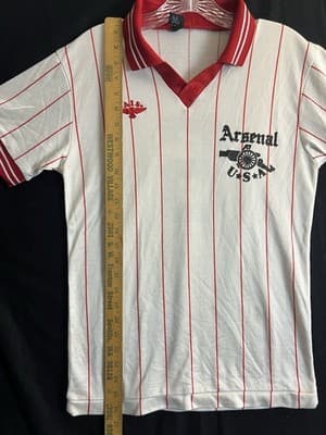RARE Vintage Arsenal AIS USA Soccer Jersey White Red Striped Home #6 Mens S Polo - Thumbnail 13