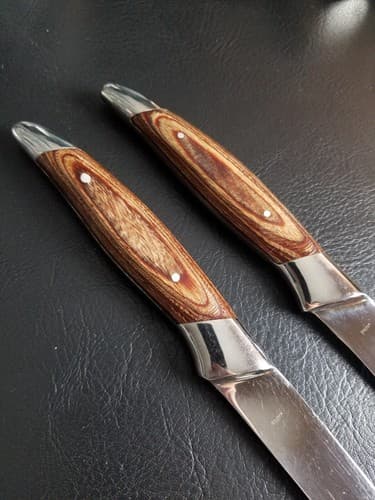 Vtg 2 Wood Handle Carving Knife Set Mid Century Mcm Soffe Coronation? - Thumbnail 10