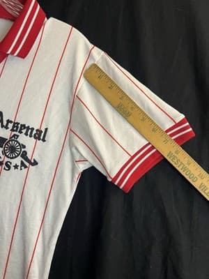 RARE Vintage Arsenal AIS USA Soccer Jersey White Red Striped Home #6 Mens S Polo - Thumbnail 15