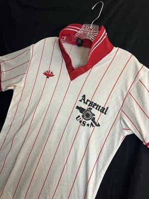 RARE Vintage Arsenal AIS USA Soccer Jersey White Red Striped Home #6 Mens S Polo - Thumbnail 17