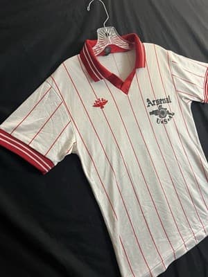 RARE Vintage Arsenal AIS USA Soccer Jersey White Red Striped Home #6 Mens S Polo - Thumbnail 2