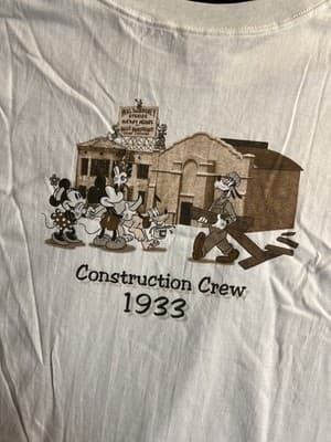 NWT VTG Disney Store Construction Crew T Shirt Mickey Mouse Goofy XL DEADSTOCK - Thumbnail 8