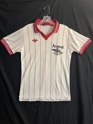 RARE Vintage Arsenal AIS USA Soccer Jersey White Red Striped Home #6 Mens S Polo - Image 1