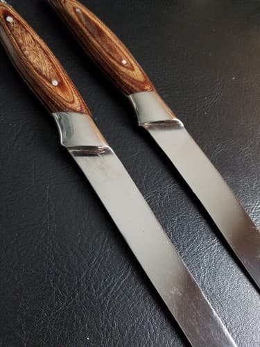 Vtg 2 Wood Handle Carving Knife Set Mid Century Mcm Soffe Coronation? - Thumbnail 9