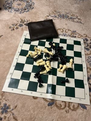 Portable Chess Set Travel Board Games Folding Roll up Mat Complete With Bag - Image 1