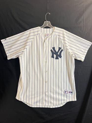 VTG Majestic New York Yankees White Pinstripe Jersey Mens L Blank No Name USA - Image 1