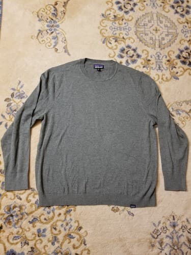 Patagonia Sweater Mens XL Yewcrag Knit Crew Neck Organic Cotton Grey - Image 1