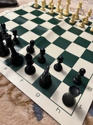Portable Chess Set Travel Board Games Folding Roll up Mat Complete With Bag - Thumbnail 3