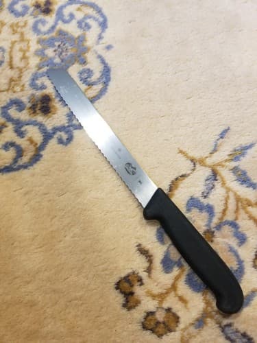 Victorinox Fibrox 8-Inch Serrated Bread Knife Slicer Black 5.2533.21 NSF Swiss - Image 1