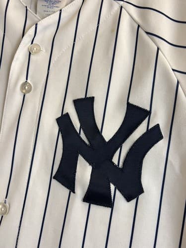 VTG Majestic New York Yankees White Pinstripe Jersey Mens L Blank No Name USA - Thumbnail 3
