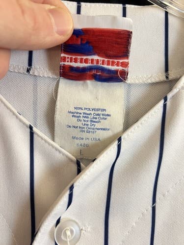 VTG Majestic New York Yankees White Pinstripe Jersey Mens L Blank No Name USA - Thumbnail 6