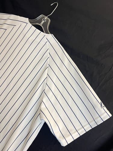 VTG Majestic New York Yankees White Pinstripe Jersey Mens L Blank No Name USA - Thumbnail 9