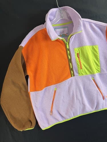 RARE Eddie Bauer x Karla Fleece Colorblock 1/2 Zip Sweatshirt Womens M Sweater - Thumbnail 3