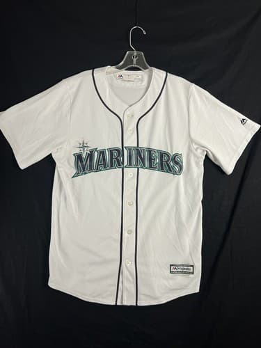 Majestic Cool Base Seattle Mariners Stitched Blank Jersey White Mens M MLB *READ - Image 1