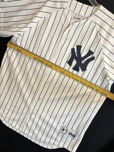 VTG Majestic New York Yankees White Pinstripe Jersey Mens L Blank No Name USA - Thumbnail 12